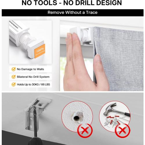 LazBlinds No Drill Roman Shades for Windows, Cordless Blackout Window Shades with UV Protection, Polyester Fabric for Bedroom & Living Room, 34 W x 64 H, Grey