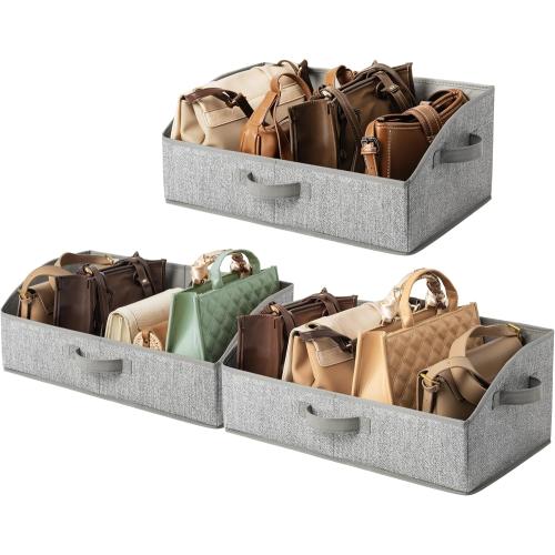 GRANNY SAYS Closet Organizers and Storage, Trapezoid Storage Bins, Dog Toy Bin, Storage Baskets for Shelves, Fabric Storage Bins with Handles, Clothing Organizer, Gray, 3-Pack