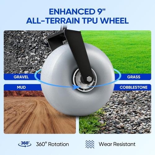 Blue Beach Wagon with Big Wheels for Sand, Extra Large Beach Cart with All-Terrain Balloon Wheels, Heavy Duty Folding Wagon, Adjustable Handle, for Outdoors & Fishing