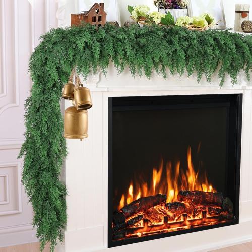 6 Ft Christmas Cedar Pine Garlands, Artificial Cedar Garland, Realistic Green Artificial Greenery Garland for Table, Mantle, Wall, Indoor, Outdoor Christmas Decorations (1, 6 FT)