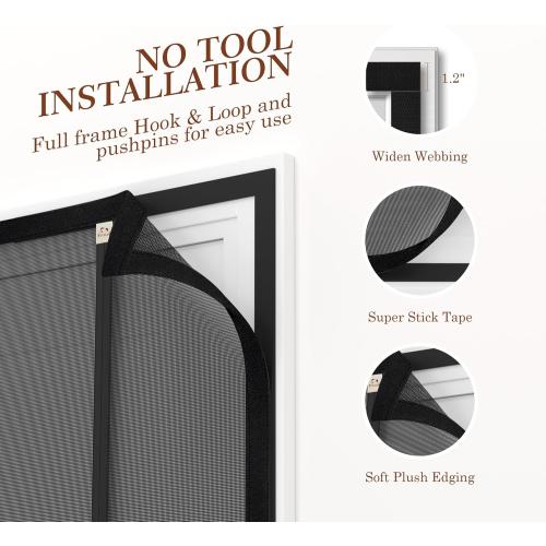 Yotache Reversible Left/Right Opening Magnetic Screen Door Fits Door Size 32 x 80, Screen Size 34 x 81, Removable Upgraded Polyester Screen Mesh with Strong Magnets for Front/Back Patio Door, Black