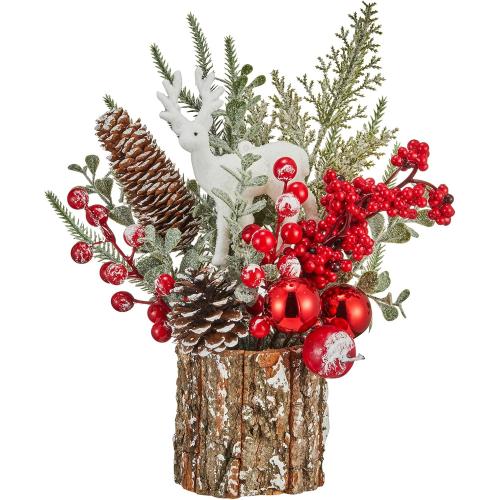 Xmas Decor Small Christmas Tree with Lights - Artificial Tabletop Lighted Mini Christmas Tree with Christmas Ornaments Gnomes Indoor for Office Desk Home Decorations