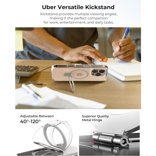 Flex Stand Case, Built-in Magnetic Kickstand, MagSafe Compatible, Slim Protective Cover, Shockproof (iPhone 16 Pro Max) Clear