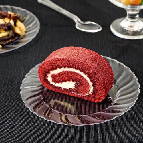 FOCUSLINE 100 Count 6 Inch Clear Plastic Plates, Disposable Heavy Duty Salad Dessert Plates- Premium Hard Plastic Plate Fancy Disposable Clear Plate for Weddings, Parties and Events