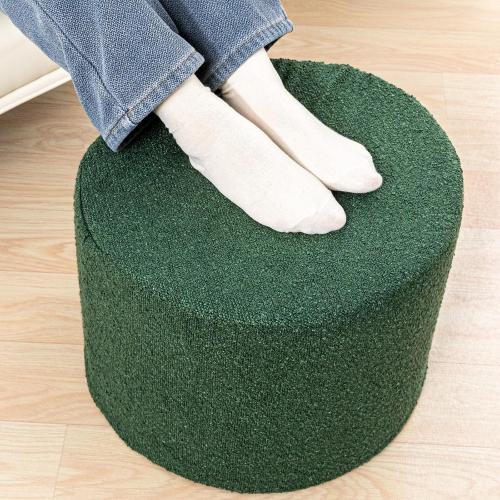 Asuprui Supportive Boucle Pouf Ottoman and Foot Rest Elevate Your Living Room Decor with Lightweight Pouf Filler Modern Foam Stuffed Poof Perfect to Rest Your Feet Moss Green