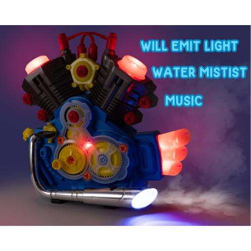 POFJOEQ Engine Building Kit, Kids Mechanic Repair Set for Kids Motorcycle Engine，Take Apart Toys-42pc Playset，STEM Engine Model Kit Toy with Cool Lights&Sounds，Educational Toys for 3  Year Old (Blue)
