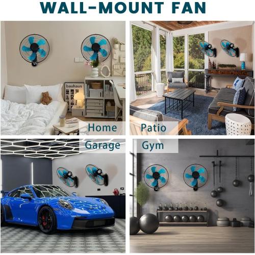 20 Inch Wall Mount Fan with Remote, 3-speed Wall Oscillating Quiet Fan with 5 Blades, Adjustable Tilt and Timing, High Velocity Wall-Mounted Fans for Bedroom, Gym, Office, Warehouse, Garage, SILVER, see the pictures