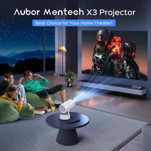 Color White [Built-in Battery] Mini Projector with Wifi and Bluetooth, Rechargeable Portable Outdoor Smart Projector with Support 4K Decoding, Electric Focus Home Theater for Phone, White