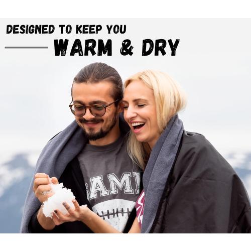 SUITEDNOMAD Large Waterproof Outdoor Stadium Blanket, Windproof and Warm Extra Thick Fleece or Quilted Sherpa, Great for Cold Weather Camping, Picnic, Sports, Festivals