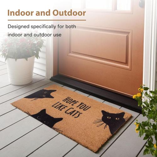 Hope You Like Cats Doormat 29×17 Inch, Funny Black Cat Door Mat, Cute Cat Front Doormat, Funny Welcome Mat Outdoor Indoor, Coir Door Mat for Entryway Porch, Housewarming Gift