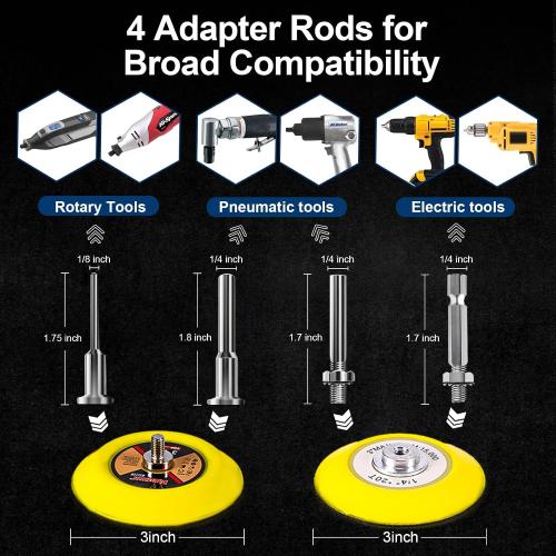 131 Pieces 3 Inch Sanding Discs, GOH DODD Headlight Restoration Kit Hook and Loop Sanding Pads 60 to 10000 Grit Wet Dry Sandpaper with 1/8 1/4” Shank, Backer, Polishing Pads and Interface Pad