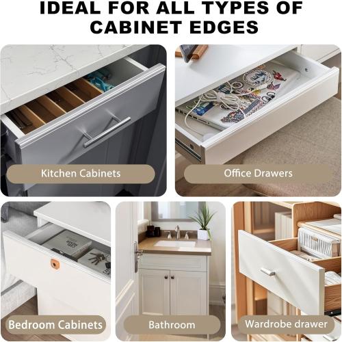 4pcs Size 3/4 thick 24  Cabinet Door Protector, Plastic Edge Protector Trash Drawer Protector Edge Guard, Slip on Protectors for Cabinets– 3/4 Thick, 24 Length, Prevent Wear, Chipping, Discoloration