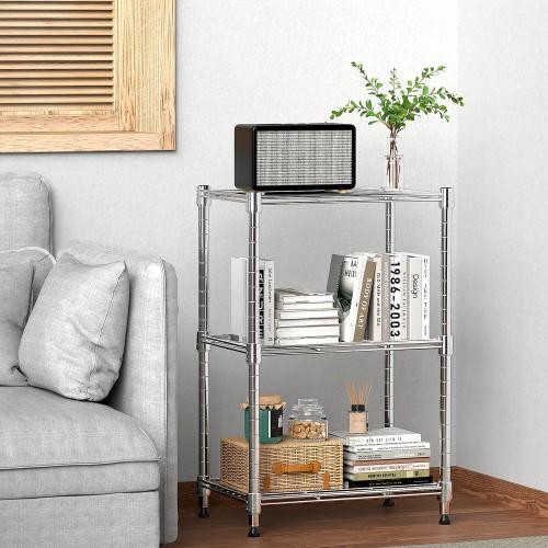 450 lbs Wire Storage Shelving 3-Tier Utility Shelving Unit Steel Organizer Wire Rack for Home,Kitchen,Office,Chrome(11.8 D x 17.7 W x 26.3 H)