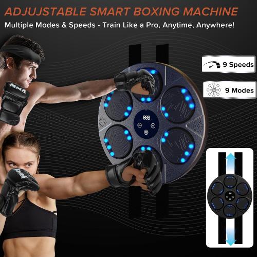 2025 Bluetooth Music Boxing Machine 3.0 for Adults-Kids, Interactive Wall Mounted Workout Punch Game with 4 Gloves for Parent-Child, Light & Sound Training, Home Fitness & Stress Relief