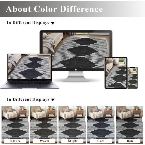 Size 2x6 Color Grey Hallway Runner Rug，2x6 Moroccan Modern Stripe Carpet Washable Machine Bathroom Runner Bohemian Design Modern Soft Non Slip Indoor Rug for Entryway Hallway Laundry Room Bedroom-Black