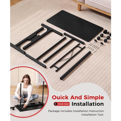 Standing Desk Adjustable Height, Mobile Stand Up Desks with Wheels Small Computer Desk Rolling Desk, Portable Laptop Desk Black Standing Table Sit Stand Home Office Desks 16x31.5 Height 27-43.5