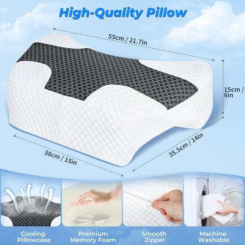 SAHEYER Side Sleeper Pillow with Arm Hole, Upgrad Shoulder Relief System for Neck Pain, Multi-Angle Memory Foam Rotator Cuff Pillow for Adults Side, Back and Stomach Sleeper Pressure-Free Sleep, Black