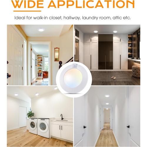 CLOUDY BAY 5 Color Motion Sensor Ceiling Light, 120V CRI90 10W,6.5 inch 2700K/3000K/3500K/4000K/5000K Selectable LED Flush Mount Fixture for Garage,Walk-in Closet,Attic,Pantry