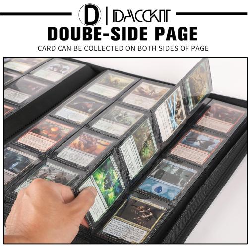 D DACCKIT Card Binder 16 Pocket - Fits 1024 Cards，4X4 Ringless Card Album with Sleeves for Trading Cards & Sports Cards（Model A，Classic White）