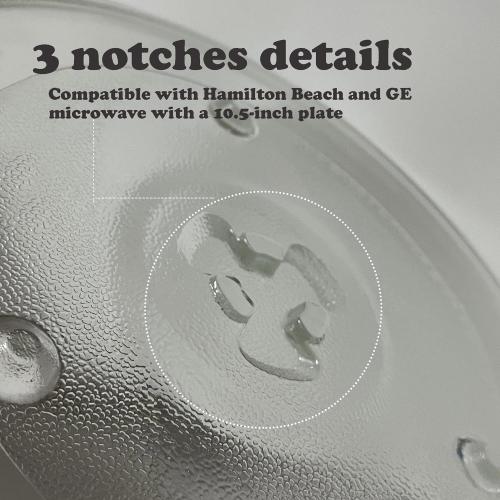 10 1/2 Inches Replacement Microwave Glass Plate Compatible with Hamilton Beach 252100500497, HB-P90D23, Microwave Glass Turntable Compatible with GE, Sunbeam, Emerson P23, Replace Part #252100500497