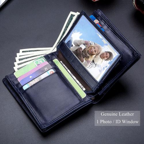 BULLCAPTAIN Large Capacity Genuine Leather Bifold Wallet/Credit Card Holder for Men with 15 Card Slots QB-027