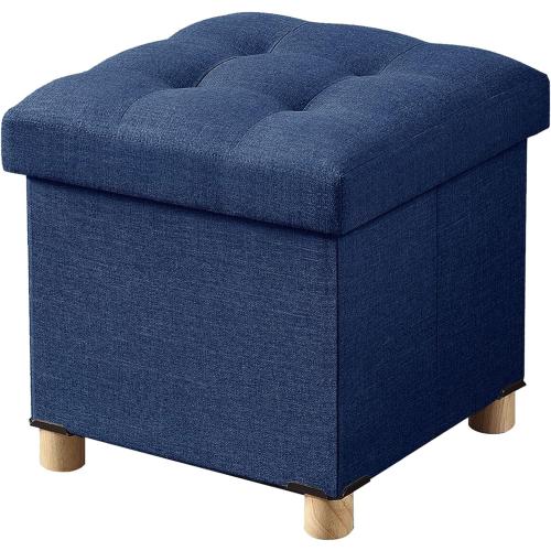 Size 15x15x15 Color Blue BRIAN & DANY Ottoman with Storage, Small Storage Ottoman, Folding Foot Stool with Wood Legs for Living Room and Bedroom Linen Rest Seat, 15x15x15 - Blue