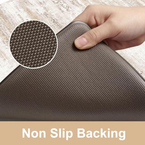 Anti Fatigue Kitchen Mats for Floor 2 Piece, Cushioned Abstract Kitchen Rugs,Memory Foam Kitchen Floor Mats, Standing Desk Mats for Laundry, Office, Sink Light Brown Multi