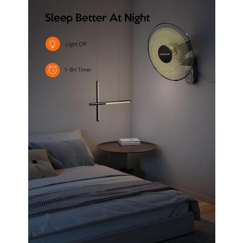 VAGKRI Wall Mount Fan, 16 Inch Wall Fans with 5 Blades, 5 Speeds, 8 Hour Timer, 90° Oscillating Quiet Fan with Remote for Home Office Bedroom Living Room Garage (Black)
