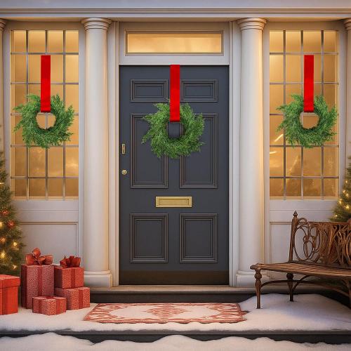Knitgrip 12 Pcs Small Christmas Cabinet Wreaths with Ribbon, Mini Wreath for Kitchen Window Chair Backs Front Door Xmas Home Decor DIY Craft Farmhouse Holiday Decorations(Red Color,7.87 Inch)