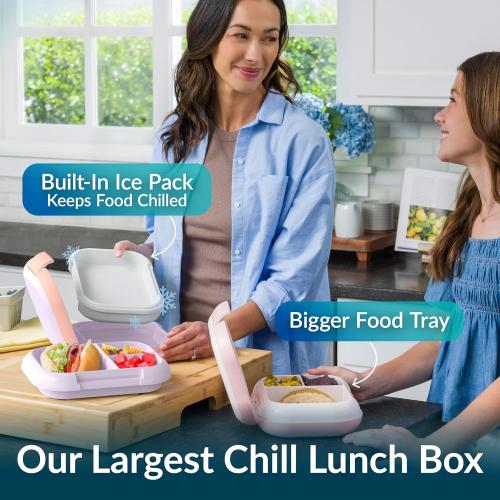 Bentgo Chill Max Leak-Proof XL Lunch Box - Included Ice Pack Keeps Food Cold; 5-Cup Capacity for Adults & Ages 8 , 3 or 4 Compartment Bento Box, BPA-Free, Dishwasher Safe (Lavender & Peach Blossom)