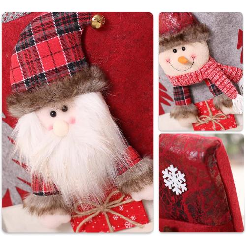FQQWEE 4PCS Christmas Chair Covers, 3D Cute Plush Christmas Chair Back Covers, Xmas Dinner Chairs Cover, Christmas Dining Chair Slipcovers, Santa Claus, Snowman, Elk(#2)