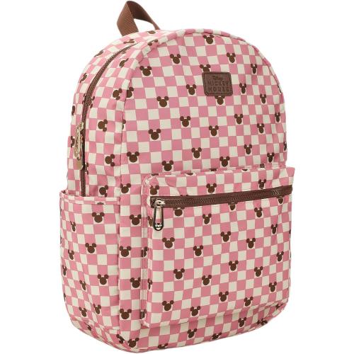 Disney Mickey Mouse Adult Pink Checkered 16.5 Travel Backpack