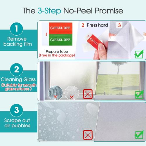 Coavas Window Privacy Film Frosted Glass Static Clings, Decorative Bathroom Door Window Covers Day and Night, Heat UV Blocking Anti-Glare Frosting Stickers for Christmas, 11.8 x 78.7 Inch, Pure