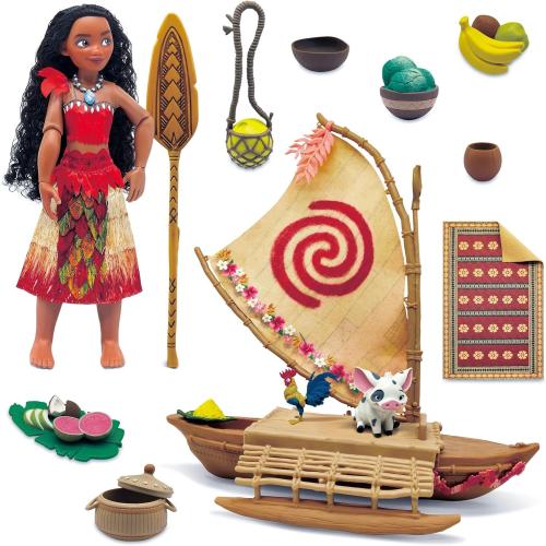Disney Store Official Moana Doll Play Set for Girls - Includes Pua and HEI HEI, & Other Doll Accessories - Disney Princess Classic Toys - Authentic Outfit & Accessories - Girls Toys Adventure Set