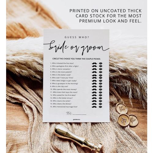 GardenCity Guess Who Bride or Groom?, Bridal Shower Games for 50 Guests, Minimalist