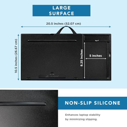 LAPGEAR Ergo Pro Lap Desk with 20 Adjustable Angles, Mouse Pad, and Phone Holder - Black - Fits up to 15.6 Inch Laptops and Most Tablets - Style No. 49408