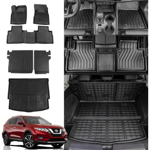 Rongtaod Floor Mats Compatible with 2021-2025 2026 Nissan Rogue Trunk Liner Cargo Mat Cargo Liner Back Seat Cover Protector 2024 Nissan Rogue Accessories (Floor Mats Backrest Mats Trunk Mat)