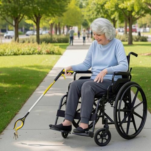 RMS 2-Pack 34 Inch and 21 Inch Grabber Reacher with Rotating Jaw - Mobility Aid Reaching Assist Tool