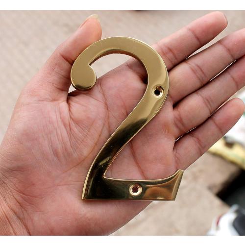 eSplanade 4 Brass House Hotel Door Number Plaque Numeric Numerical Digit 0-9 (2 (Two))