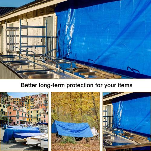 Size 10x30 Color Blue Tarp, Tarps Heavy Duty Waterproof 10x30, Waterproof Plastic Poly 16 Mil Thick Tarpaulin with Metal Grommets Every 19.5 Inches - Emergency Rain Shelter, Outdoor Cover, and Camping Use