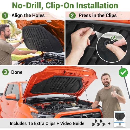 Soundproof Mat for 2024-2026 Toyota Tacoma & 2025-2026 4Runner Hood Insulation Liner Engine Sound Insulation Pad Hood Heat Shield for Tacoma/4 Runner Accessories