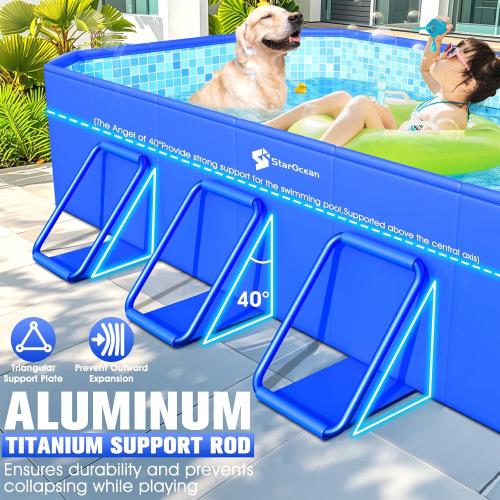 Blue 89x48x20 StarOcean Foldable Pool, Large Non-Inflatable Swimming Pool for Kids,Adult Collapsible Pools Hard Plastic Shell, Oversized Thickened,Portable Folding Kids Pools for Backyard-Mosaic Design