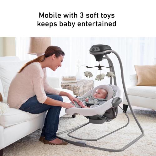 Graco DuetConnect LX Portable Baby Swing and Bouncer, Multi-Direction Baby Bouncer Seat, Multiple Swing Speeds, Great Gift for New Parents, Redmond