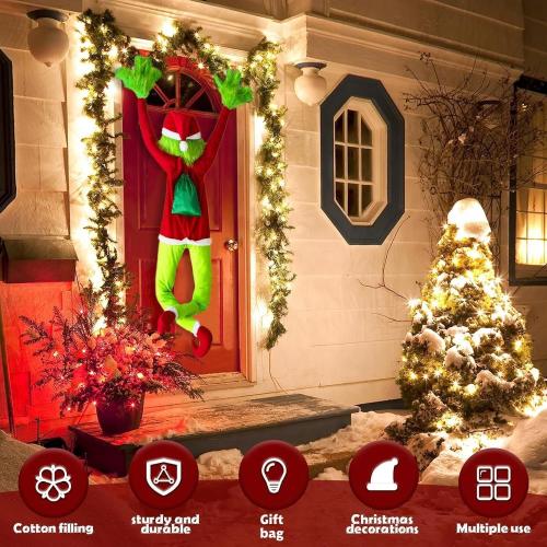 Christmas Tree Decorations, 5.58FT Green Christmas Tree Decor with Bendable Arms & Legs, Pose-able Xmas Stuffed Green Santa Body for Outdoor Indoor Home, Tree, Wall Yard Decoration