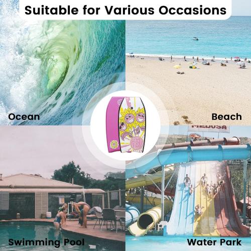 Bodyboard with Wrist Leash Lightweight Body Board for Adults with EPS Core 33/37/41 Inch Choose Color MISSING WRIST LEASH