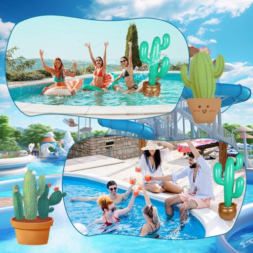 Inflatable Cactus Decoration (34 Inch) for Cinco de Mayo Party, Western Cowboy Theme, Mexican Fiesta, Pool Party Prop for Desert & Tropical Decorations