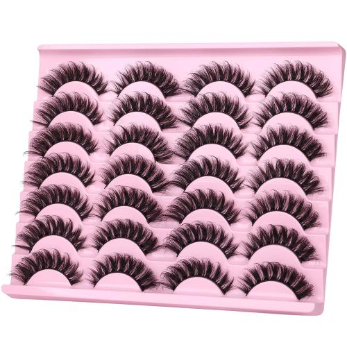 False Eyelashes Russian Strip lashes zanlufly Cat Eye Eyelashes Faux Mink Lashes D-Curly Volume Fake Lashes Look Like Extension Eyelashes Long Strip Wispy 14 Pairs Lashes