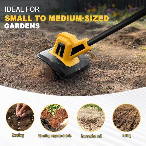 Cordless Garden Tiller Cultivator Compatible with Dewalt 20V MAX Battery, 270 RPM Electric Rototiller, 48 Steel Tines, 8.7 Tilling Width, 6.3 Depth, Rotary Tiller for Lawn/Gardening/Soil(Tool Only)