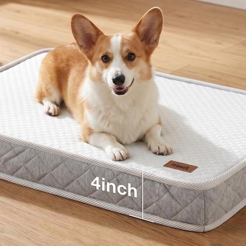 ZOMISIA Breathable Orthopedic Dog Bed for Medium Dog, Reversible Warm & Cooling Dog Bed Mattress for All Season, 4 Thick Honeycomb Supportive Pet Bed with Detachable Non-Slip Bottom, Waterproof Cover