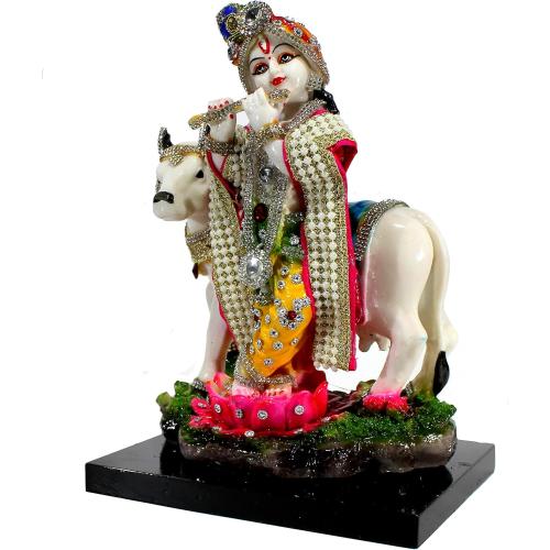 Size 10 eSplanade Resin Lord Krishna with Cow Murti Idol Statue Sculpture (10)